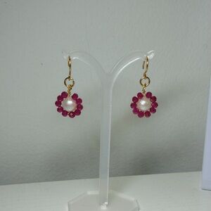 Flower Design Freshwater Pearl Earrings